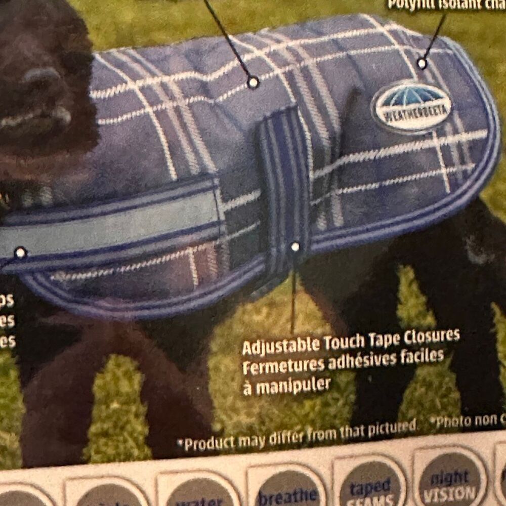 WeatherBeeta Parka 1200D Dog Coat Grey Plaid Waterproof Warm Size: 30CM/12”